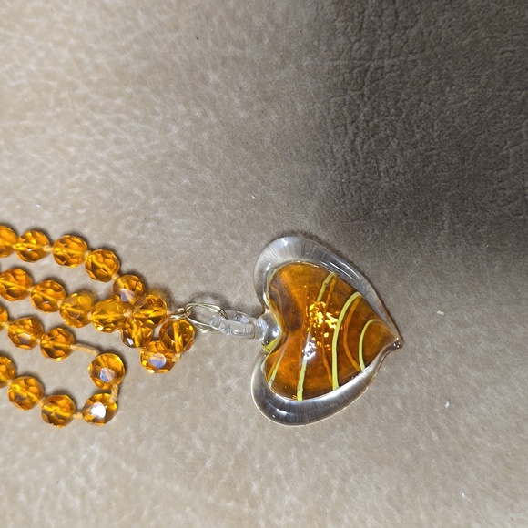 Art Deco Czech Crystal Yellow Glass Necklace - Picture 4 of 6